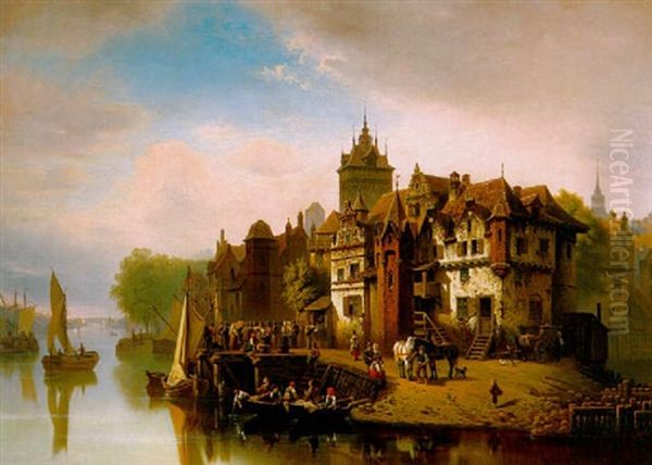 Hollandisches Stadtidyll Am Ende Des Neunzehnten Jahrhunderts Oil Painting by Hermann Meyerheim