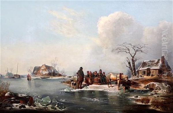 The Frozen Pond Oil Painting by Wilhelm Alexander Meyerheim