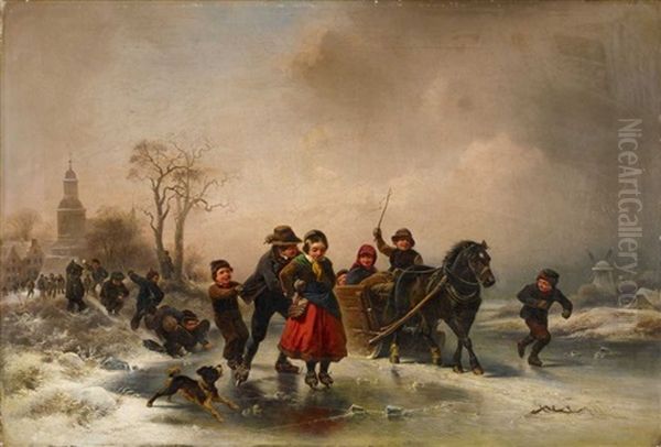 Das Eisvergnugen Oil Painting by Wilhelm Alexander Meyerheim