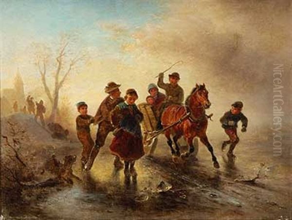 Rowdys Auf Dem Eis Oil Painting by Wilhelm Alexander Meyerheim