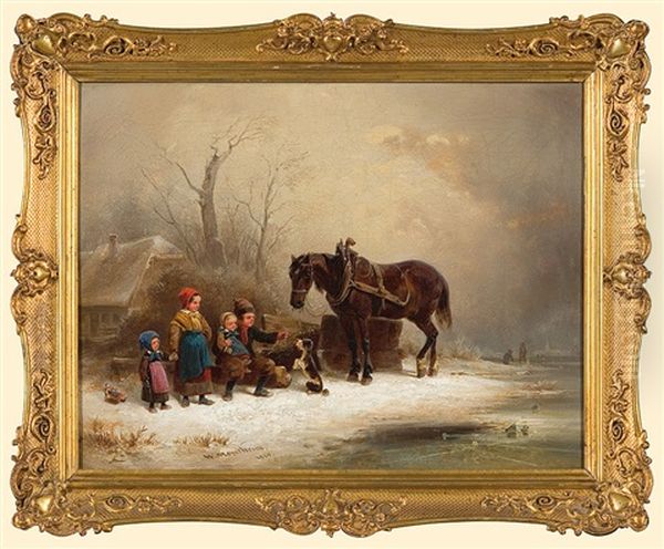 Winter Recreation Oil Painting by Wilhelm Alexander Meyerheim