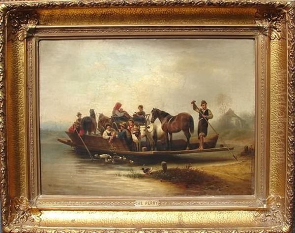 The Ferry Oil Painting by Wilhelm Alexander Meyerheim