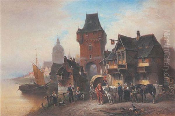 Ahrweiler - Das Walporzheimer Tor Oil Painting by Wilhelm Alexander Meyerheim