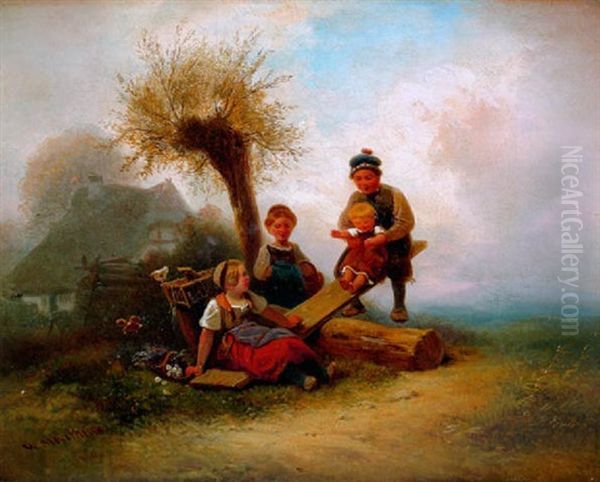 Lustiges Spiel Oil Painting by Wilhelm Alexander Meyerheim