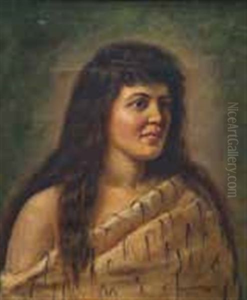 Portrait Of Maori Maiden Oil Painting by Ellen Von Meyern