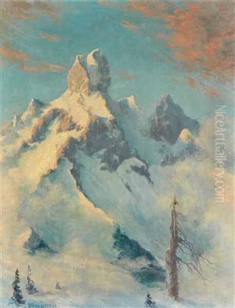 Verschneites Hochgebirge Oil Painting by Friedrich Meyer-Rubritius