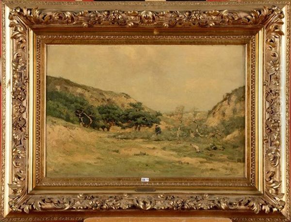 Chasseur Et Son Chien Dans Un Paysage Montagneux Oil Painting by Isidore Meyers