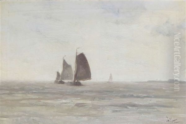 Marine Aux Voiliers Oil Painting by Isidore Meyers