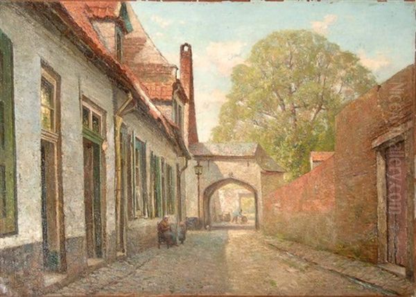 Ruelle De Malines Animee Oil Painting by Isidore Meyers