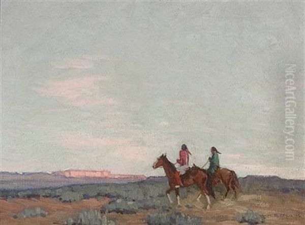 Indians On Horseback Oil Painting by Ralph Meyers