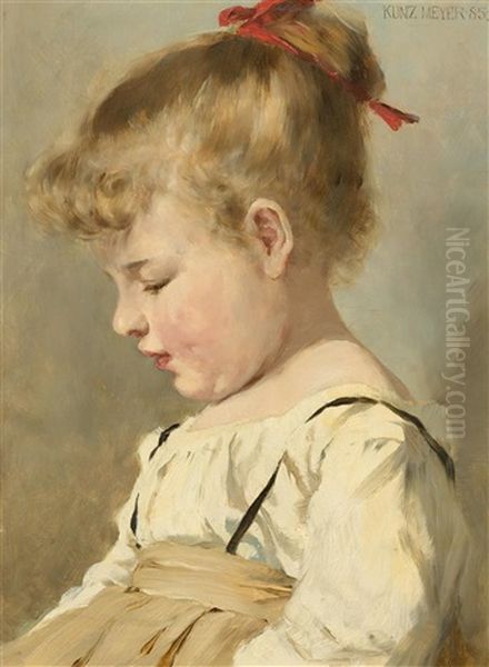 Portrait Of A Girl Oil Painting by Kunz Meyer-Waldeck