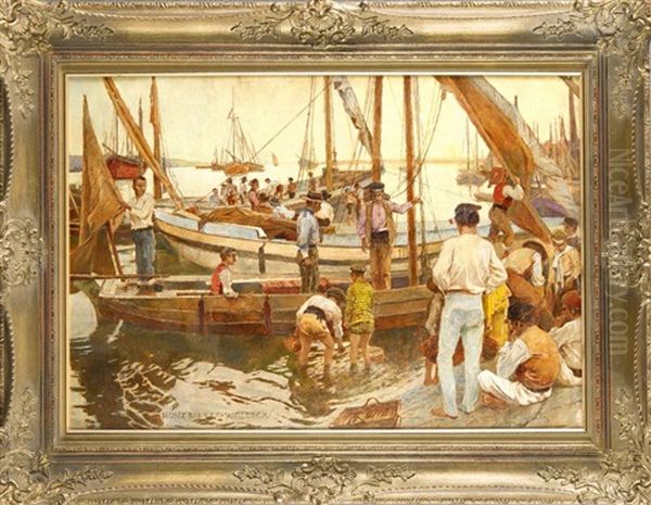 Italienische Fischer Im Hafen Oil Painting by Kunz Meyer-Waldeck