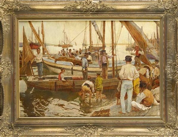 Italienische Fischer Im Hafen Oil Painting by Kunz Meyer-Waldeck