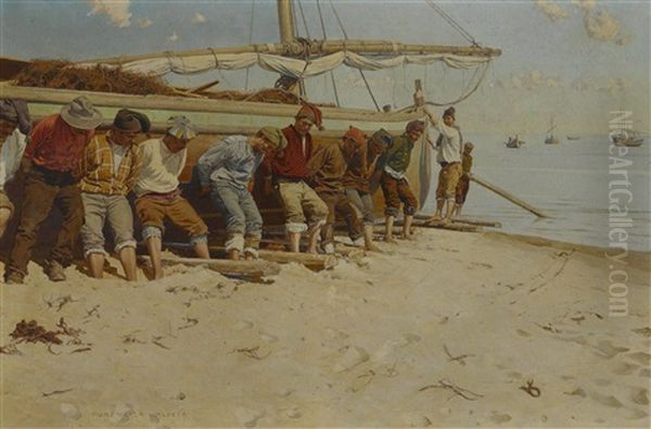 Fischer Am Strand Oil Painting by Kunz Meyer-Waldeck