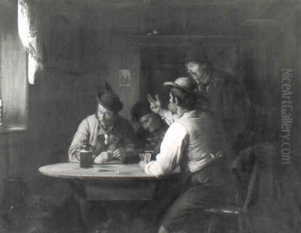 Kartenspieler Am Bauerntisch Oil Painting by Ferdinand Meyer-Wismar