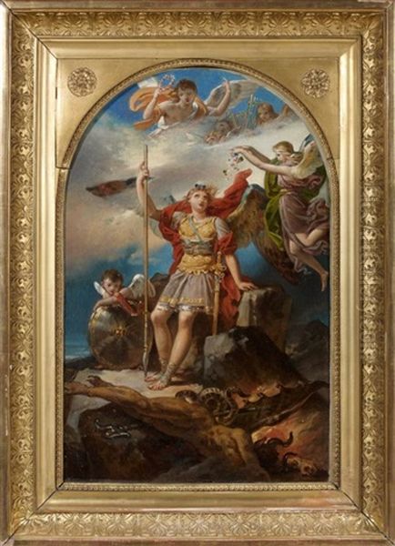 Saint Michel Terrassant Le Demon Oil Painting by Charles Meynier