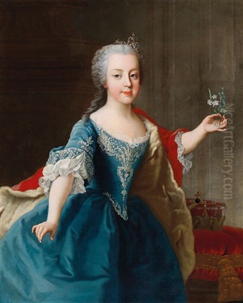 Portrait Of Archduchess Maria Carolina Of Austria Oil Painting by Martin van Meytens the Younger