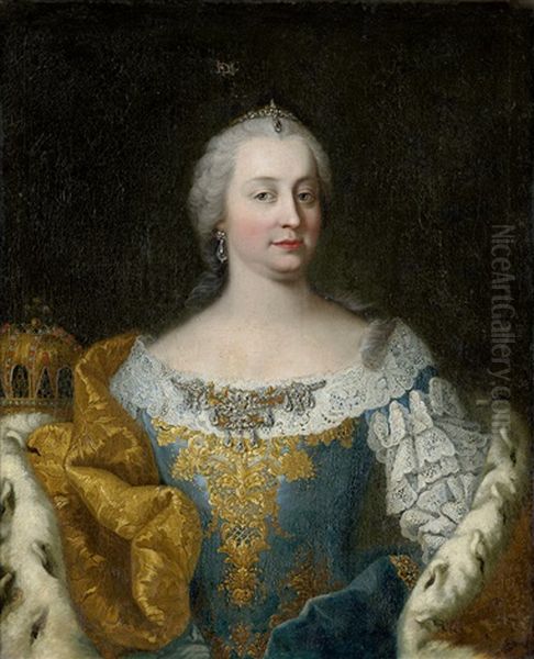 Kaiserin Maria Theresia Mit Der Ungarischen Konigskrone Oil Painting by Martin van Meytens the Younger