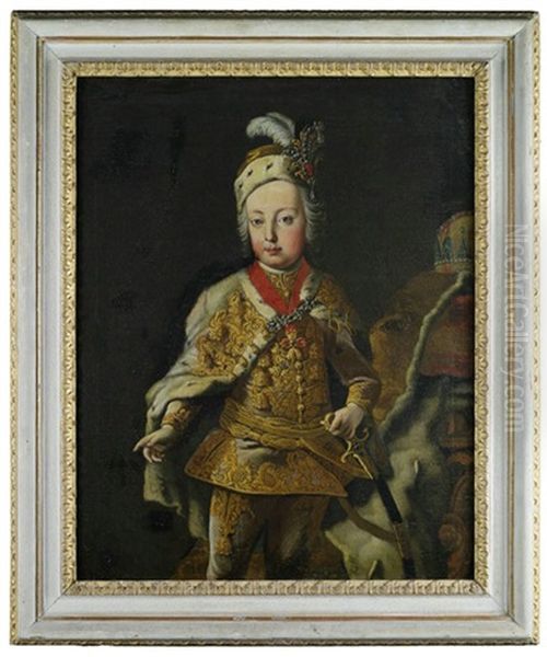 Portrait Josephs Ii, Als Kind Mit Der Osterreichischen Kaiserkrone Im Hintergrund Oil Painting by Martin van Meytens the Younger