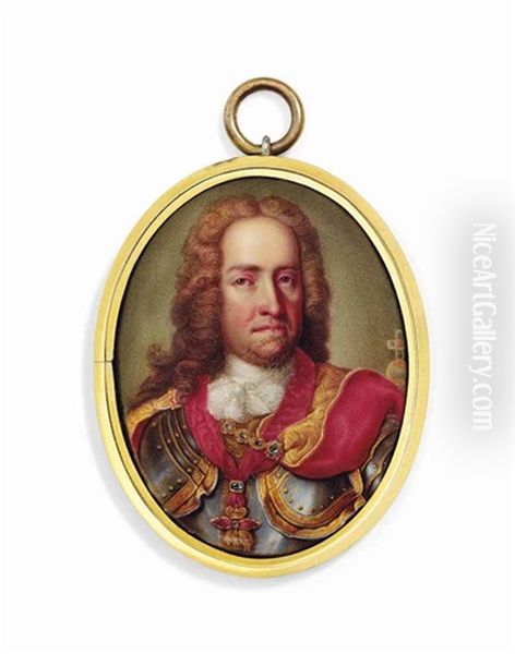 Charles Vi (1685-1740), Holy Roman Emperor, In Gilt-bordered Silver Breastplate, Crimson Robe, Wearing The Jewel Of The Order Of The Golden Fleece Oil Painting by Martin van Meytens the Younger