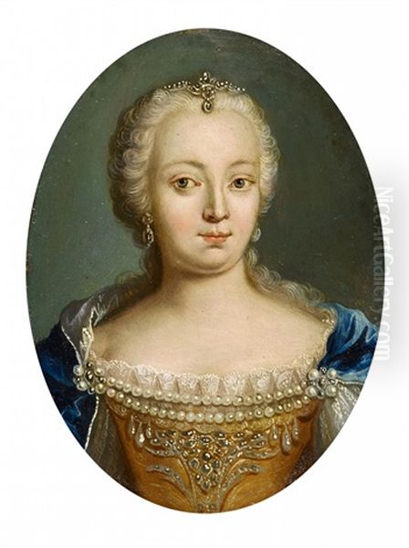 Portrait Of Empress Maria Theresia, Queen Of Hungary And Bohemia Oil Painting by Martin van Meytens the Younger