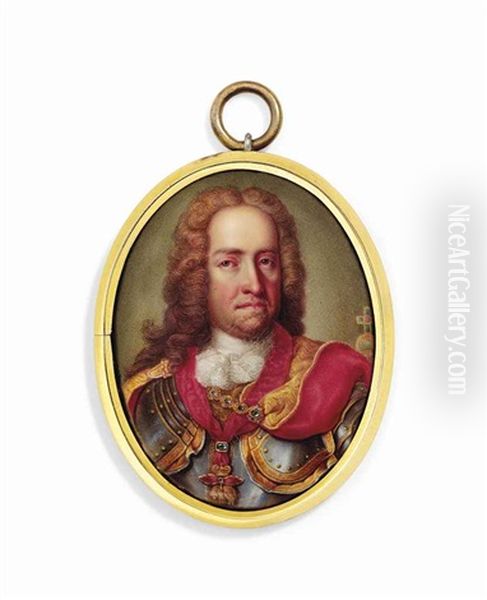 Charles Vi (1685-1740), Holy Roman Emperor, In Gilt-bordered Silver Breastplate, Crimson Robe, Wearing The Jewel Of The Order Of The Golden Fleece Oil Painting by Martin van Meytens the Younger