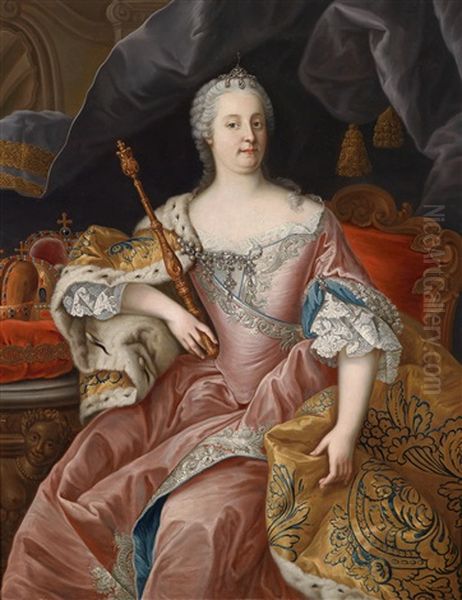 Bildnis Kaiserin Maria Theresia (+ Bildnis Ihres Gemahls Kaiser Franz I. Stephan; Pair) Oil Painting by Martin van Meytens the Younger