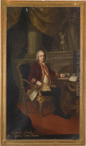 Bildnis Kaiser Franz I. Stephan Auf Einem Sessel Sitzend Oil Painting by Martin van Meytens the Younger