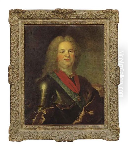 Portrait Of A Nobleman Wearing A Wig And Armor Oil Painting by Martin van Meytens the Younger