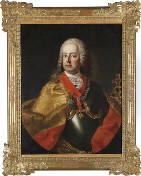 Bildnis Des Kaisers Franz I. Stephan (+ Bildnis Seiner Gemahlin Kaiserin Maria Theresia; Pair) Oil Painting by Martin van Meytens the Younger