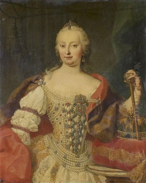 Portrait De L'imperatrice Marie-therese D'autriche Oil Painting by Martin van Meytens the Younger