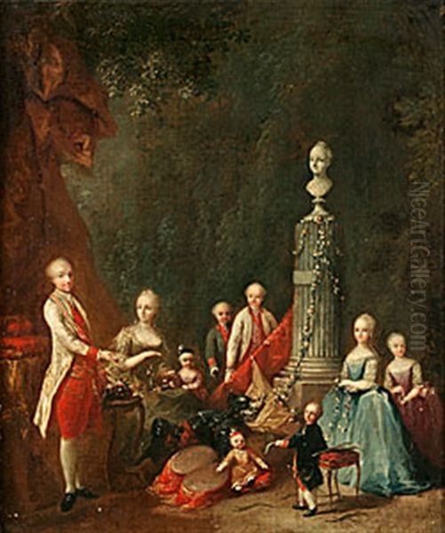 Maria Theresia Och Franz Stefan Av Osterrike Med Familj Oil Painting by Martin van Meytens the Younger