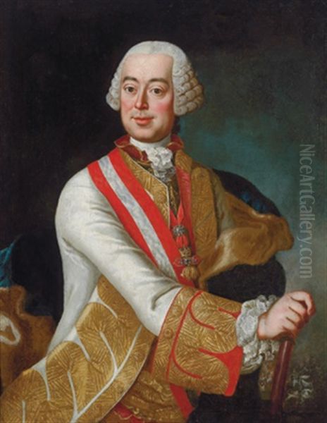 Bildnis Des Feldmarschalls Leopold Joseph Graf Daun Mit Der Kollane Des Ordens Vom Goldenen Vlies Oil Painting by Martin van Meytens the Younger