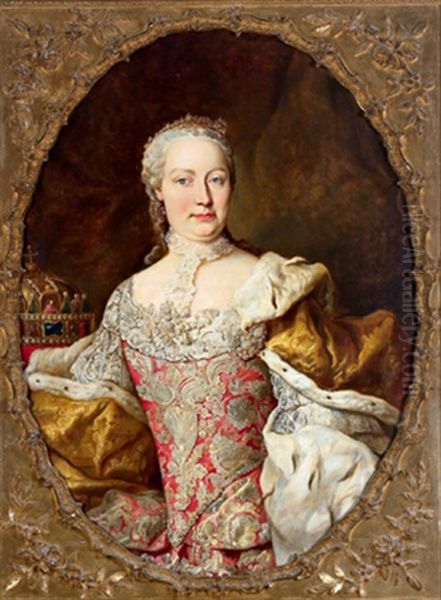 Bildnis Der Kaiserin Maria Theresia Mit Der Ungarischen Konigskrone Oil Painting by Martin van Meytens the Younger