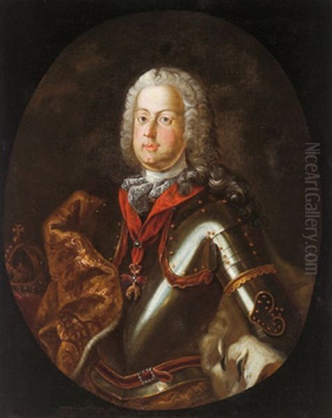 Bildnis Kaiser Franz I. Stephan Im Harnisch Mit Dem Orden Vom Goldenen Vlies Oil Painting by Martin van Meytens the Younger