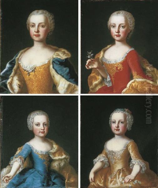 Portrait Of Maria Anna, The Daughter Of The Empress Maria Theresa Of Austria, Bust-length (+ 3 Others; 4 Works By Martin Van Mytens Ii And His Studio) Oil Painting by Martin van Meytens the Younger