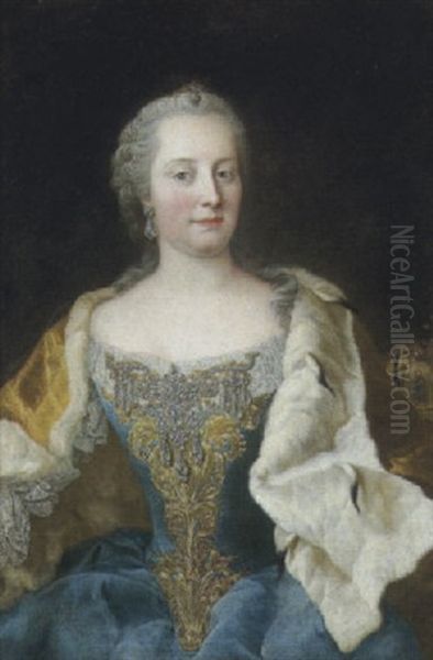 Kaiserin Maria Tehresia Mit Der Ungarischen Konigskrone Oil Painting by Martin van Meytens the Younger