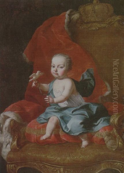 Portrait Of The Emperor Joseph Ll As A Boy, Seated On A Throne Oil Painting by Martin van Meytens the Younger