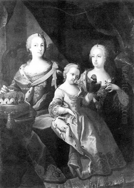 Bildnis Der Kaiserin Maria Theresia Mit Ihren Beiden Tochtern Oil Painting by Martin van Meytens the Younger