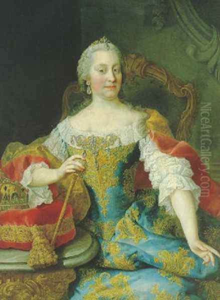 Bildnis Der Kaiserin Maria Theresia Mit Der Ungarischen Konigskrone Oil Painting by Martin van Meytens the Younger