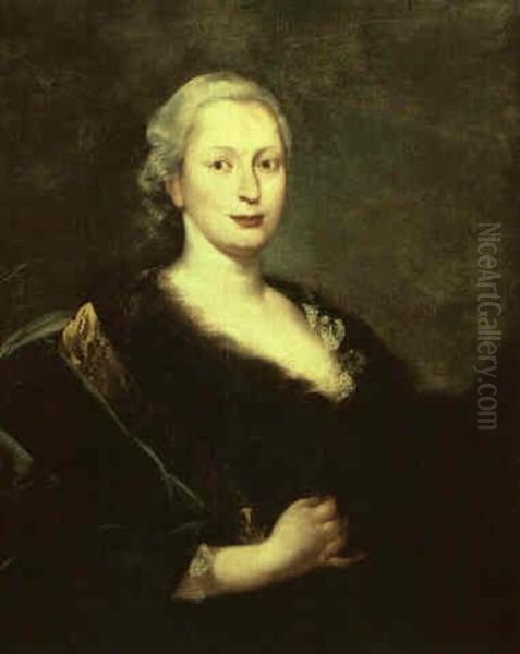 Portrait Of A Lady With A Fur And Lace-trimmed Dress Oil Painting by Martin van Meytens the Younger