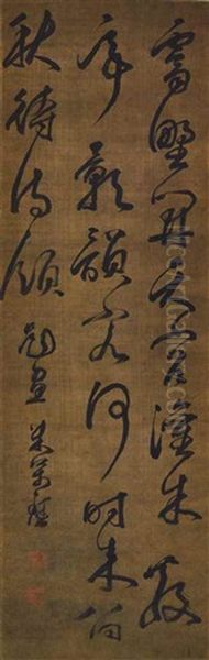 Five-character Poem In Cursive Script Oil Painting by  Mi Wanzhong