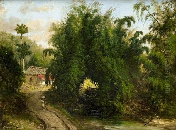 Rural Scene Near Havana, Cuba Oil Painting by Pierre Toussaint Frederic Mialhe