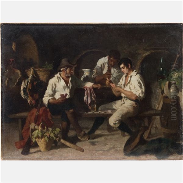 The Card Players Oil Painting by Max Michael