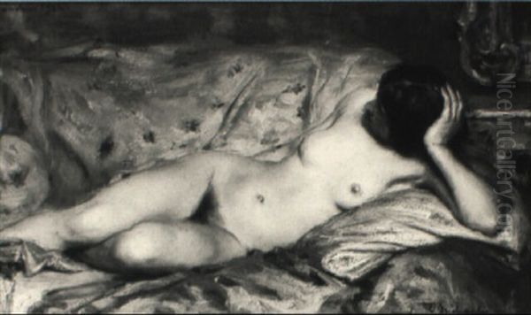 Liegender Frauenakt Auf Chaiselongue Oil Painting by Oskar Michaelis