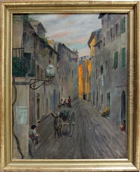 Belebte, Italienische Gasse In Der Abendrote Oil Painting by Hans Michaelson