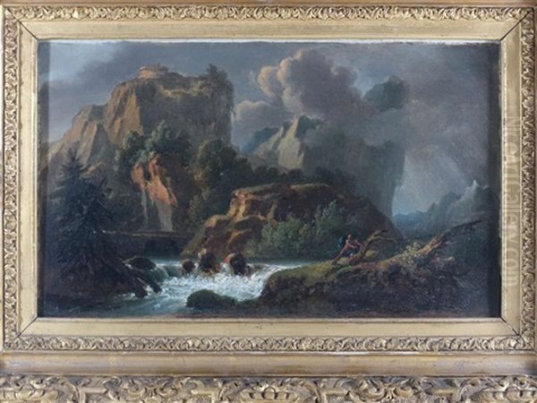 Paysage Au Torrent Oil Painting by Achille Etna Michallon