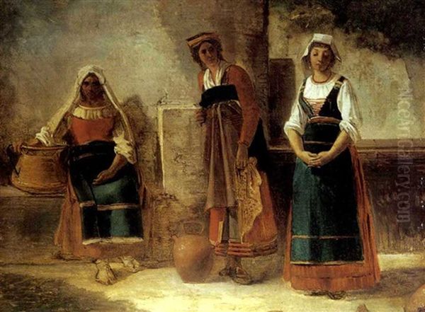 Etude De Trois Italiennes Oil Painting by Achille Etna Michallon