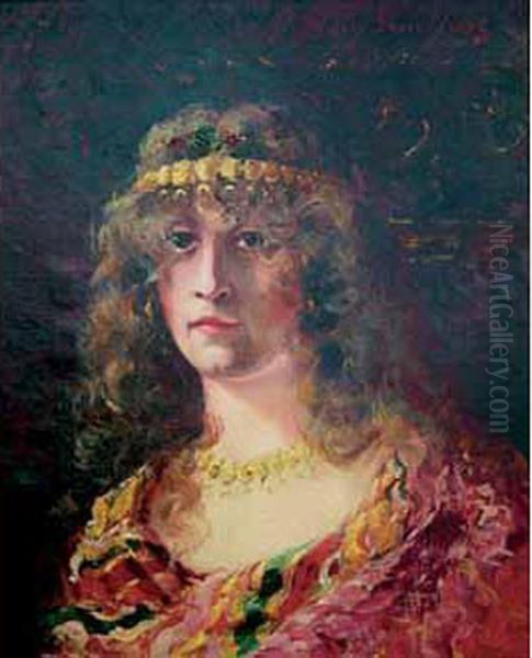 Portrait De Madame Armand Berton. Oil Painting by Cyrille Besset