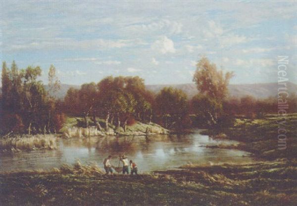 Bord De L'ain Oil Painting by Emile Francois Michel